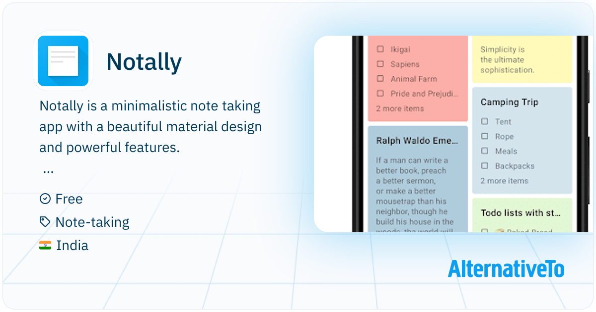 Notally: A minimalistic notes app. Notally it's extremely light ...