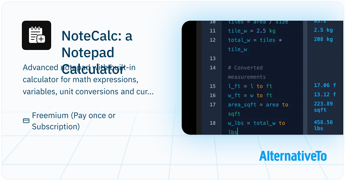 NoteCalc: a Notepad Calculator: Smart Notes With Math & Units ...
