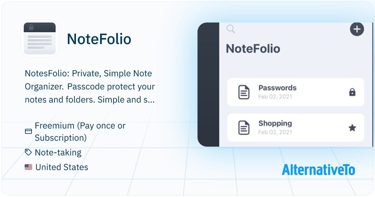 NoteFolio: Private, simple note organizer. Passcode protect your notes ...