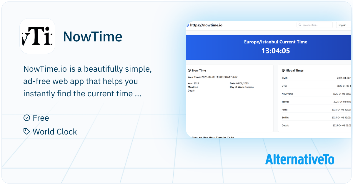 NowTime : A fast, free, and ad-free world clock that lets you instantly ...