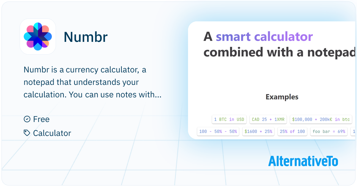 Numbr: Smart calculator combined with a notepad. | AlternativeTo