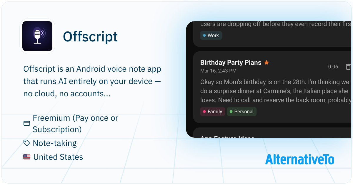 Offscript: On-device AI voice notes with local transcription ...