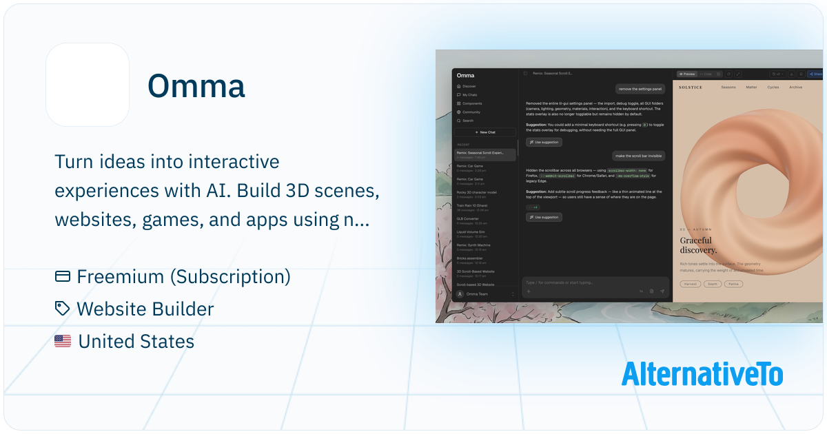 Omma: Build interactive experiences, websites, 3d, and apps using ...