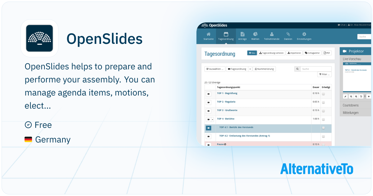 OpenSlides: Free, web based presentation and assembly system for ...