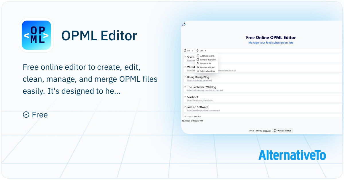 Open Opml File OPML Editor: Online OPML editor tailored for managing subscription ...