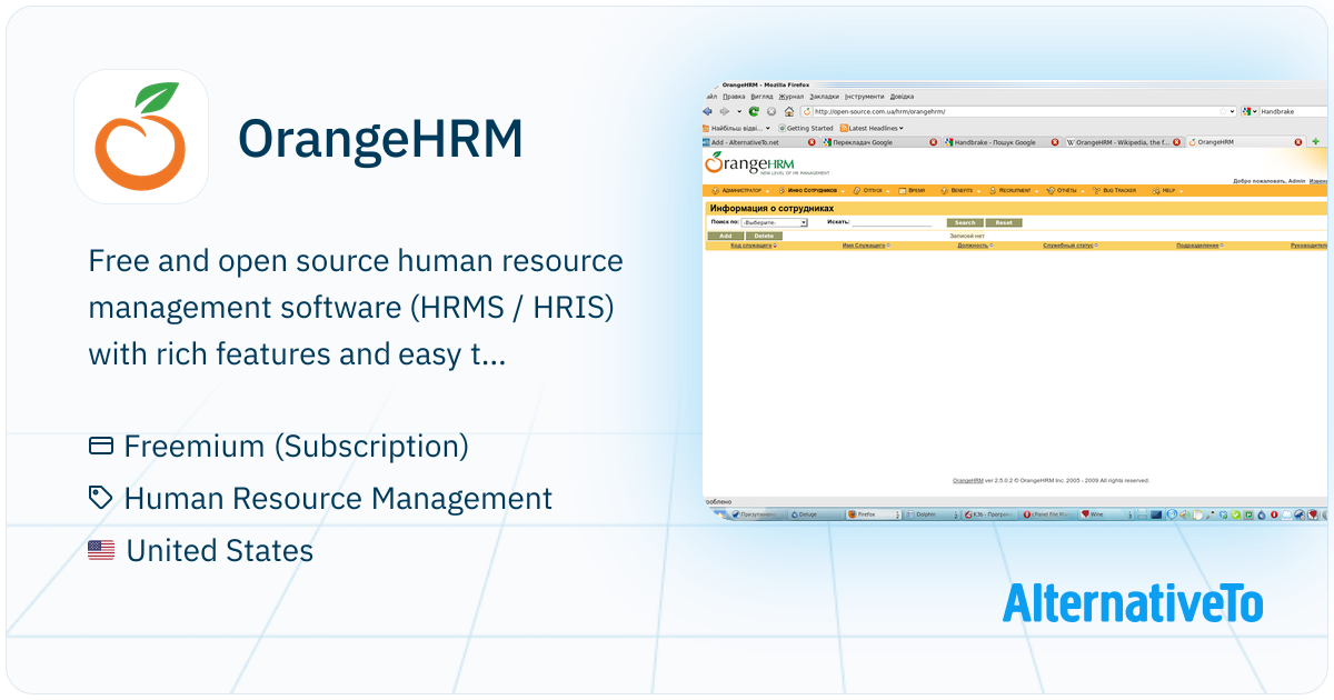 OrangeHRM: Free and open source human resource management | AlternativeTo