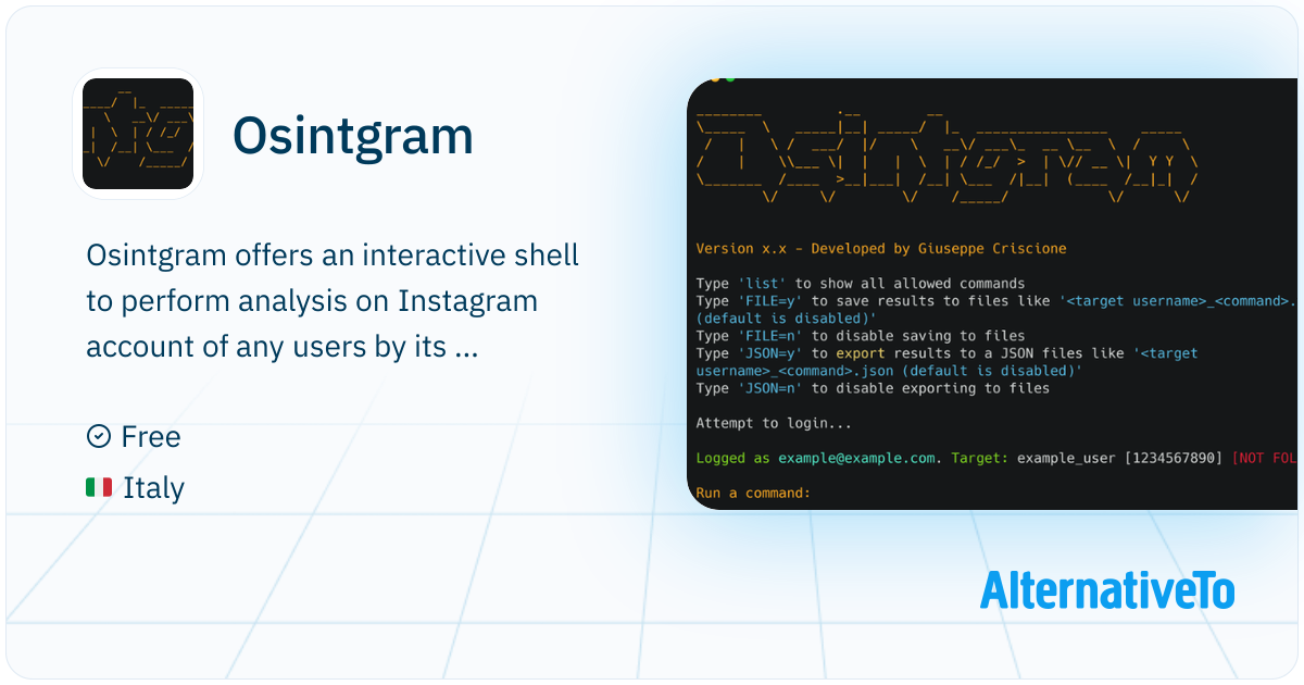 Osintgram: OSINT tool on Instagram. It offers an interactive shell to ...