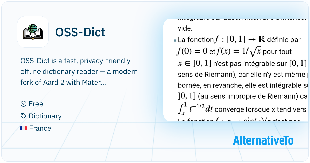 OSS-Dict: Fast, customizable offline dictionary reader | AlternativeTo
