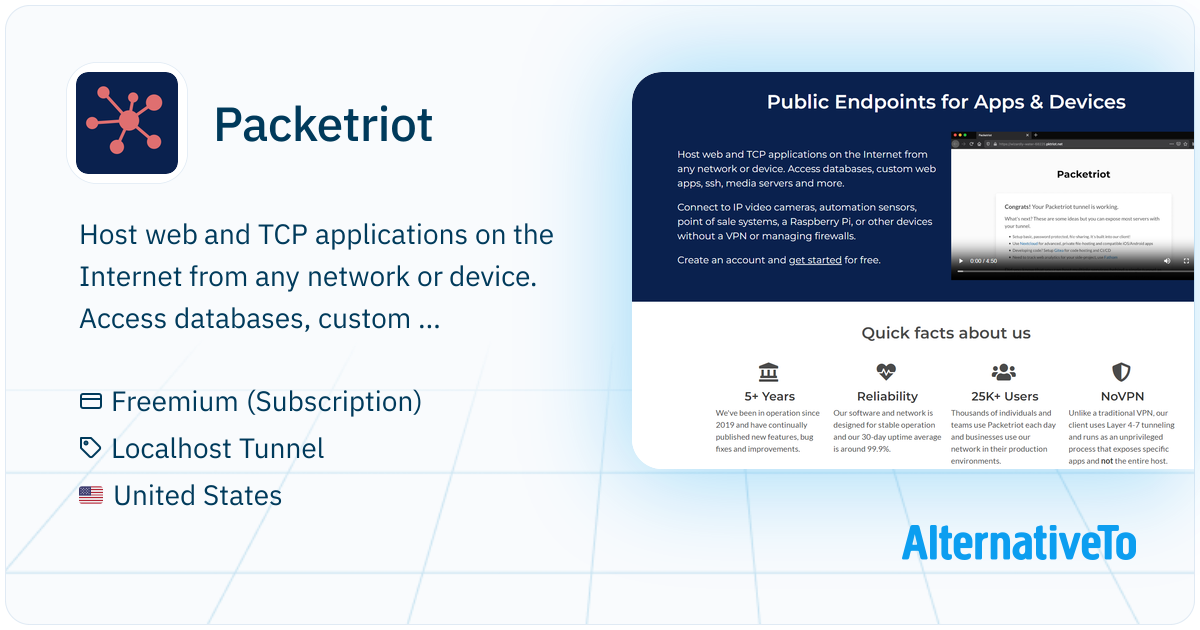 Packetriot: Public Endpoints for Apps & Devices | AlternativeTo