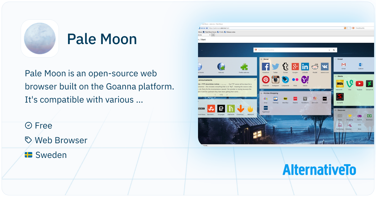 Pale Moon Engine Pale Moon: Efficient, secure open-source browser, forked from Firefox ...