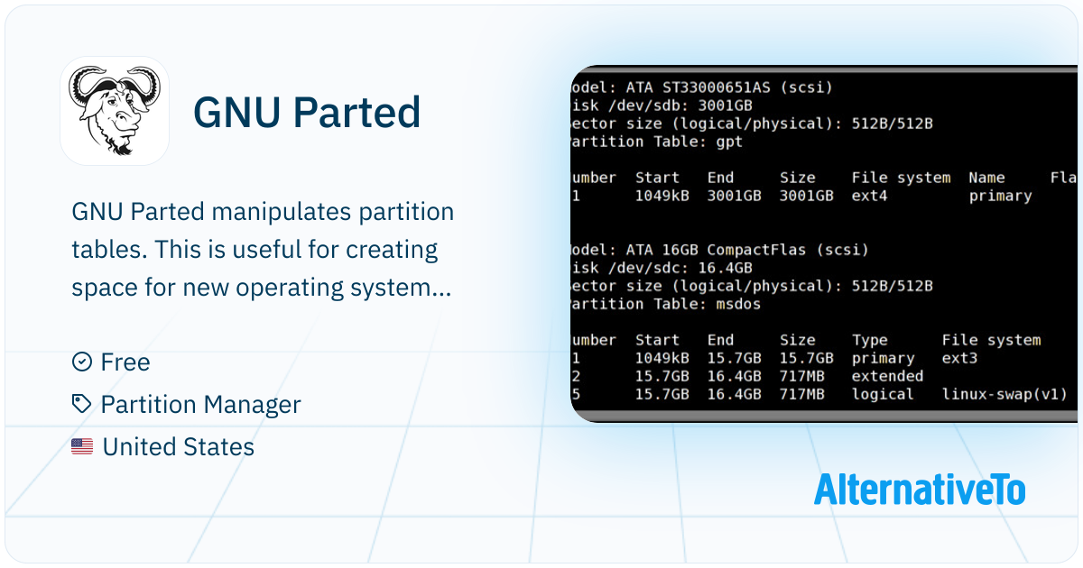 Parted Definition GNU Parted: Manipulates partition tables | AlternativeTo