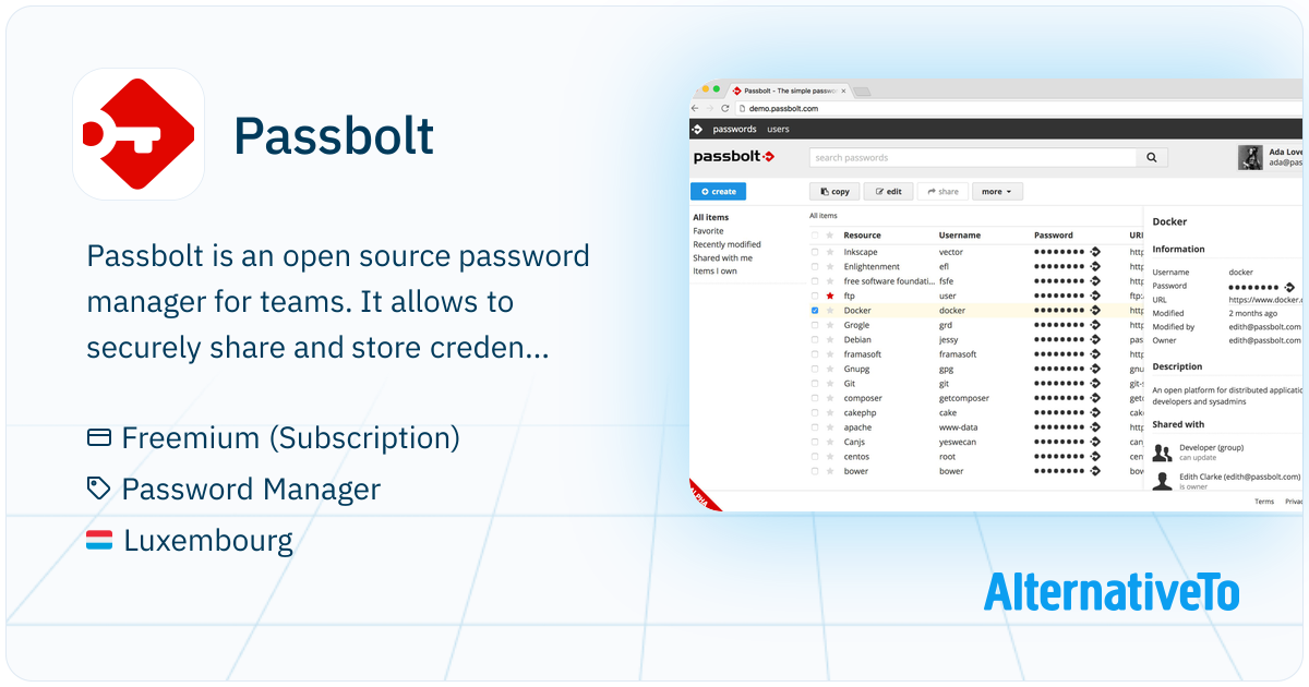 Passbolt: Open source password manager for teams. | AlternativeTo