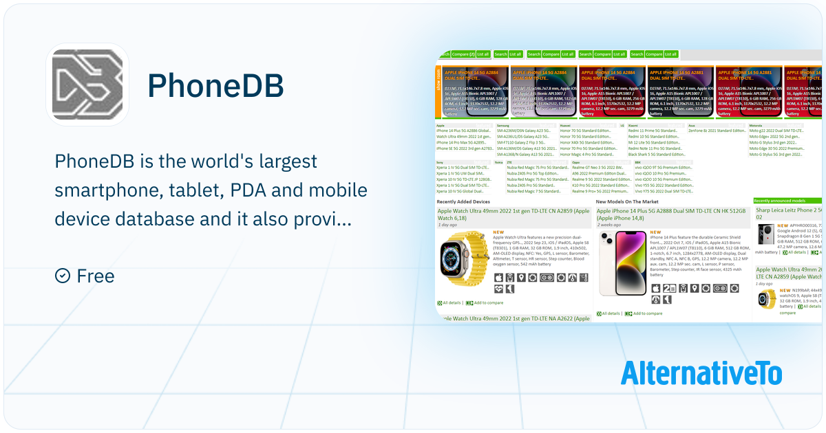 PhoneDB: Specs Database of Phones, Processors, OS, firmware and Mobile ...