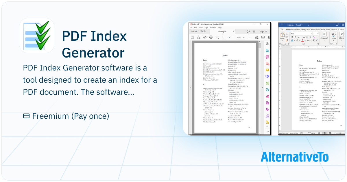 PDF Index Generator: Software is a tool designed to create an index for ...