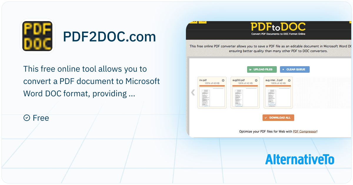 PDF2DOC.com: This free online tool allows you to convert a PDF ...