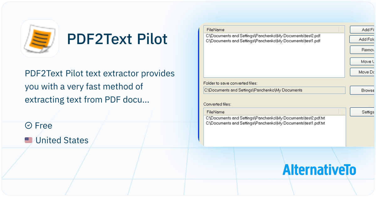 PDF2Text Pilot: Text extractor provides you with a | AlternativeTo