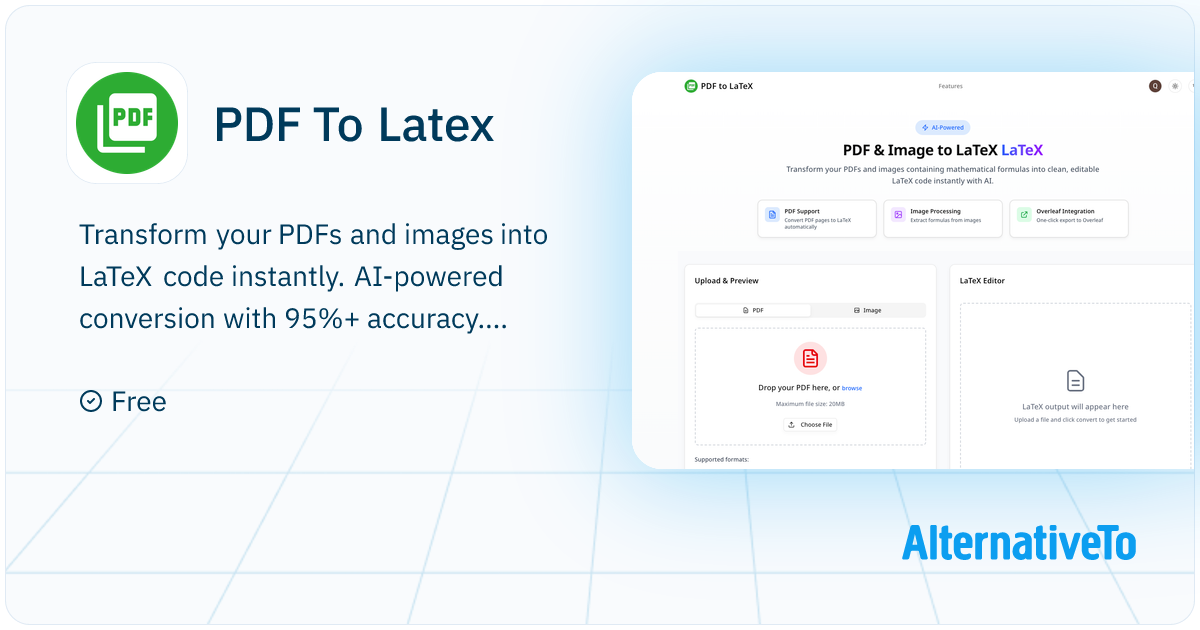 PDF To Latex: Convert PDF & images to LaTeX online for free | AlternativeTo