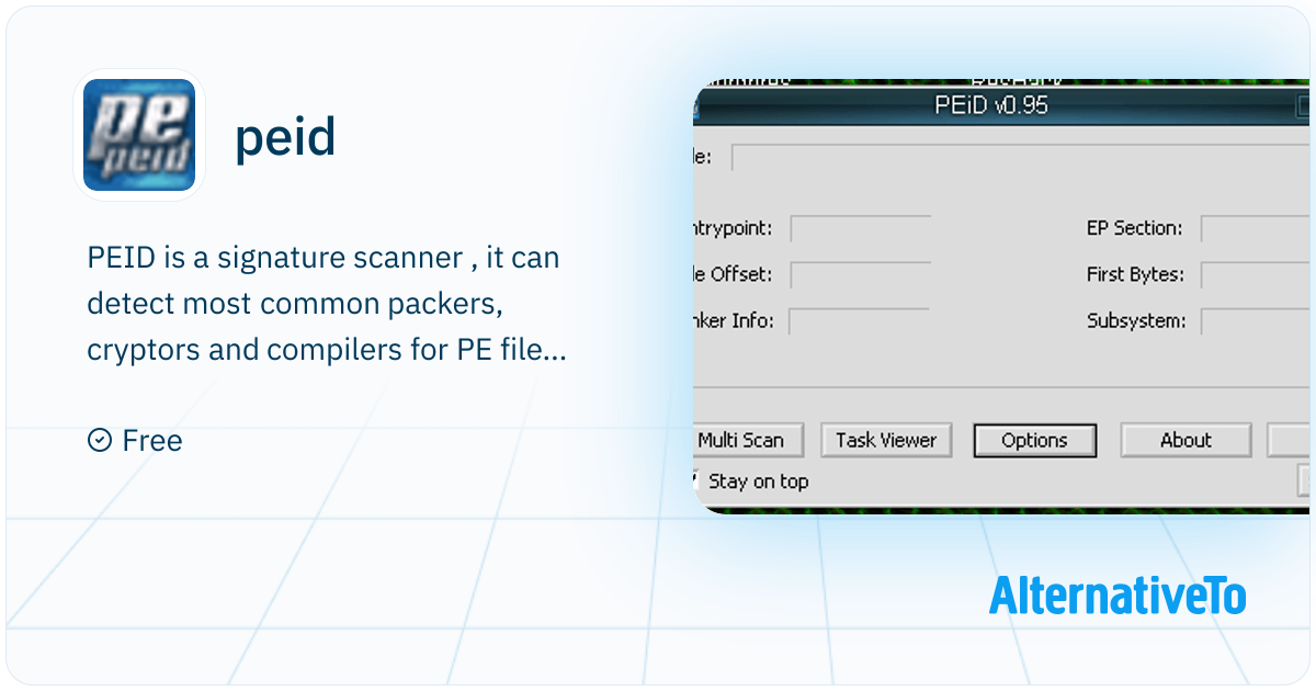 Peded Scanner peid: PEID is a signature scanner , it can detect most | AlternativeTo