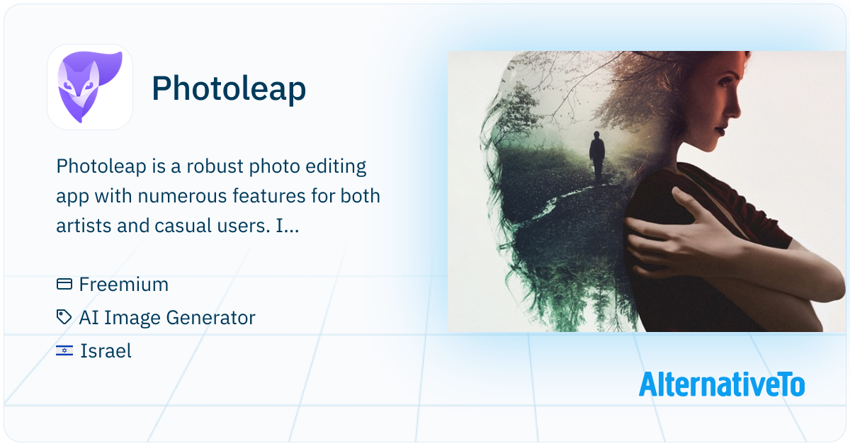 Photoleap AI editing, motion, layering, RAW support, and image