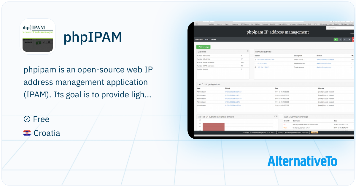 phpIPAM: Phpipam is an open-source web IP address | AlternativeTo