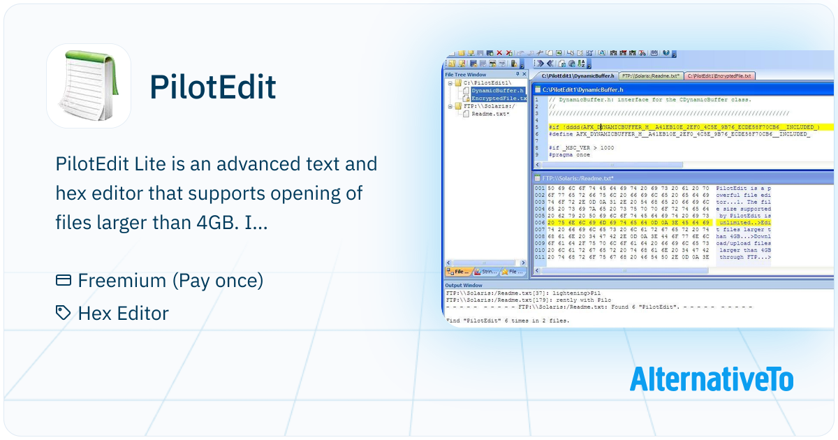 PilotEdit: Lite is an advanced text and hex editor | AlternativeTo