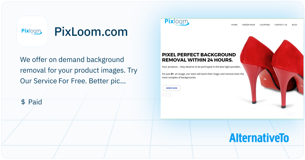 PixLoom.com: Remove background from your product images | AlternativeTo