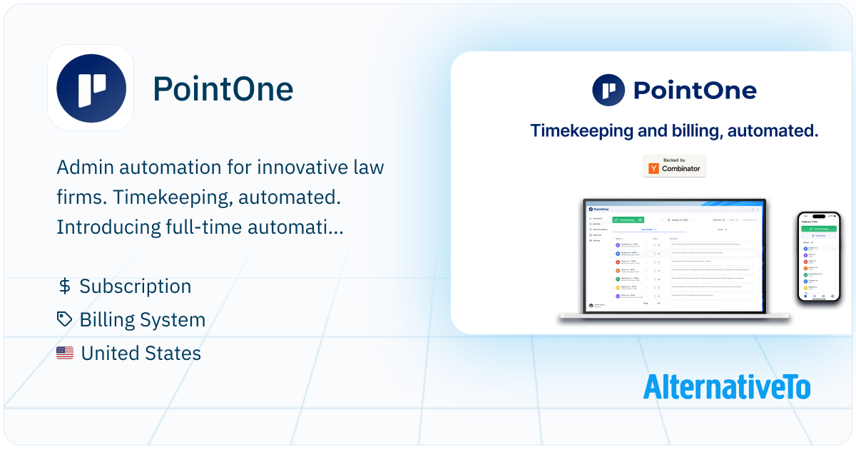 PointOne: Automated timekeeping and billing for law firms | AlternativeTo
