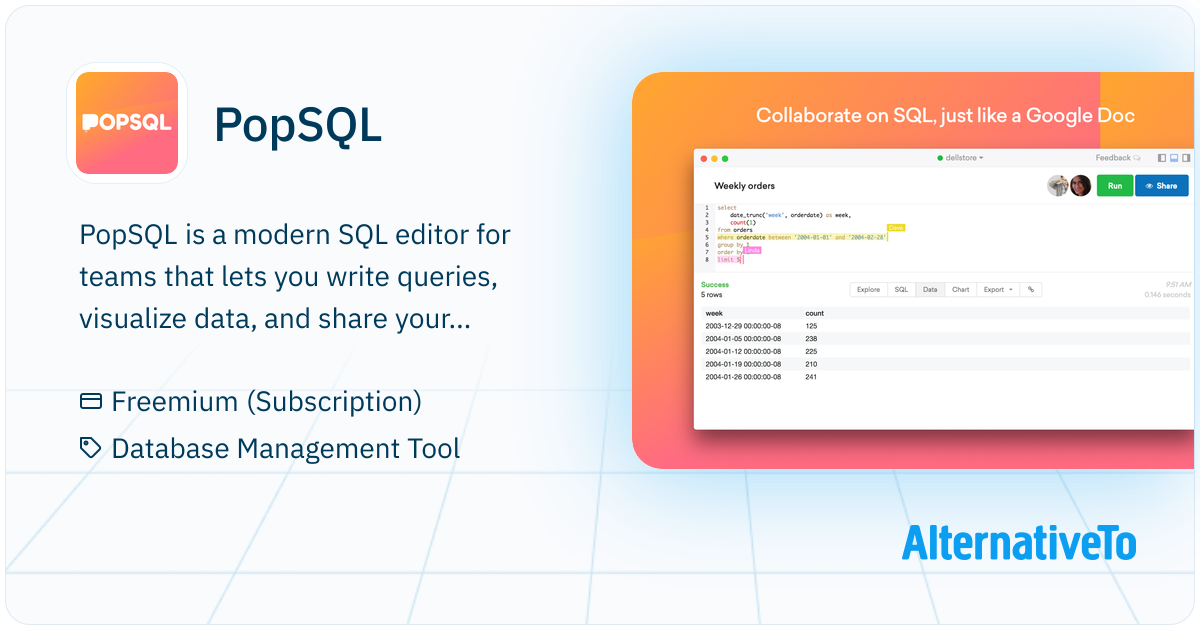 PopSQL: Modern SQL editor for teams that lets | AlternativeTo