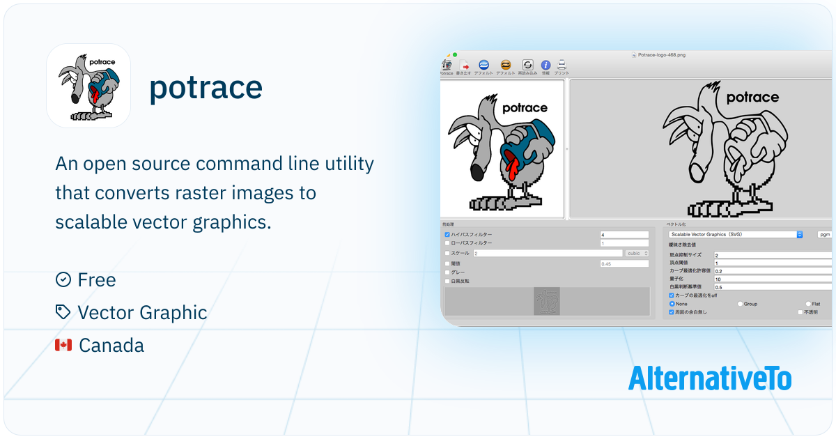 potrace: Convert raster bitmaps into scalable vector illustrations ...