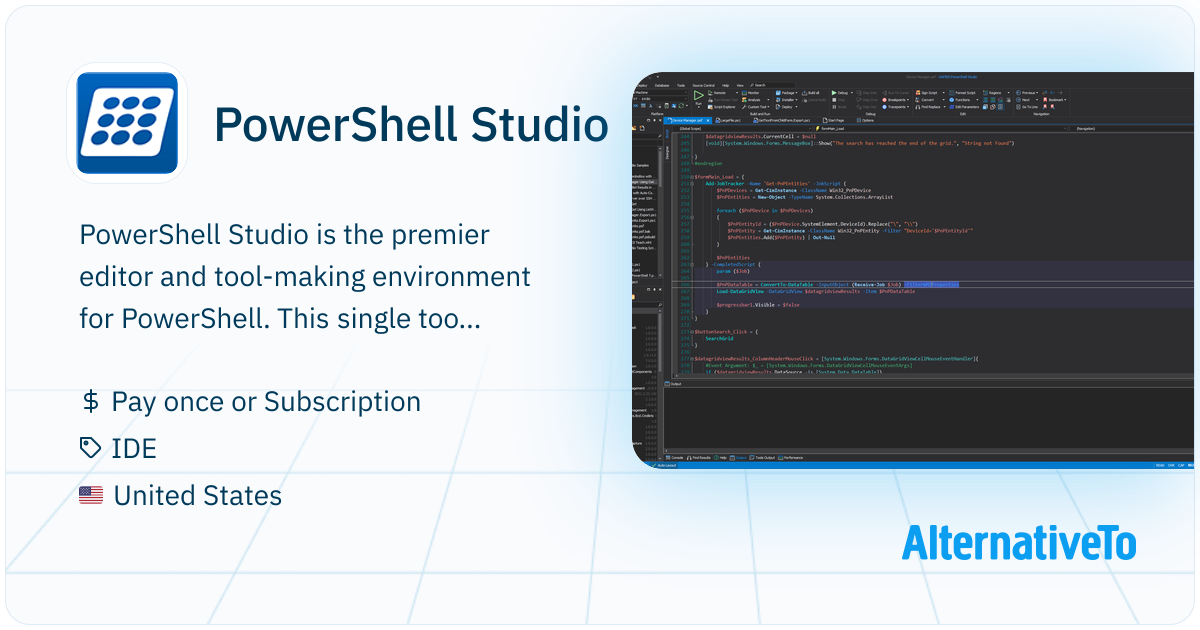 PowerShell Studio: The premier PowerShell integrated scripting and tool ...