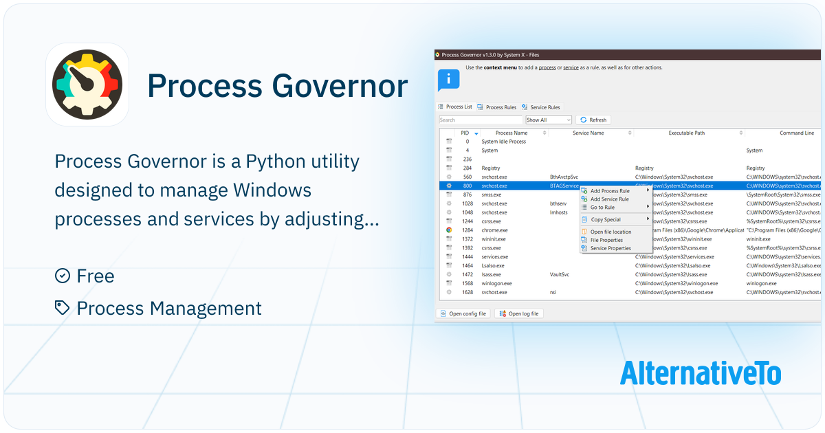 Process Governor: Python utility designed to manage Windows processes ...
