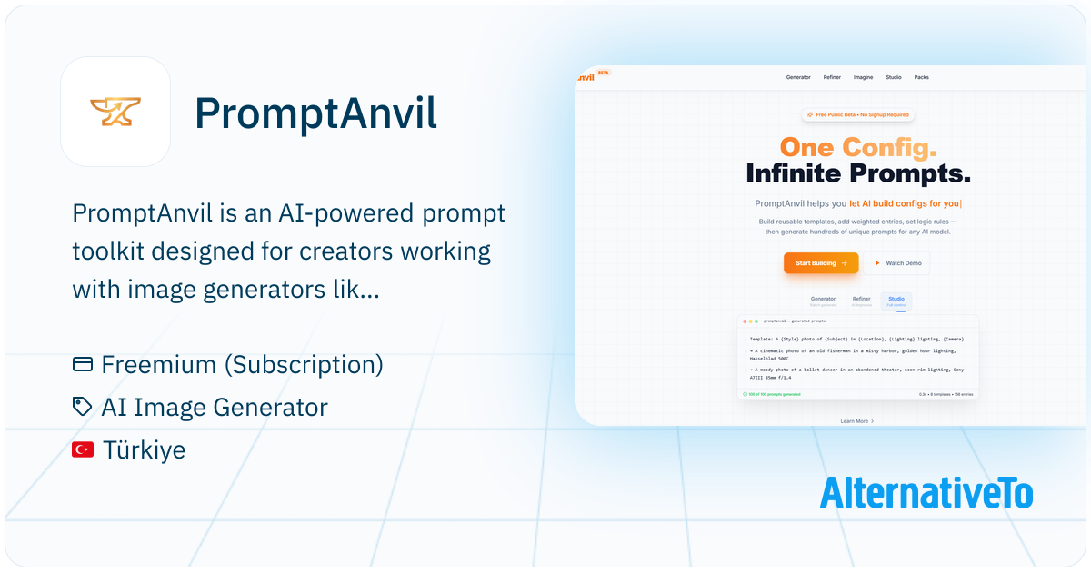 PromptAnvil: AI prompt toolkit for Image Generation Models. | AlternativeTo