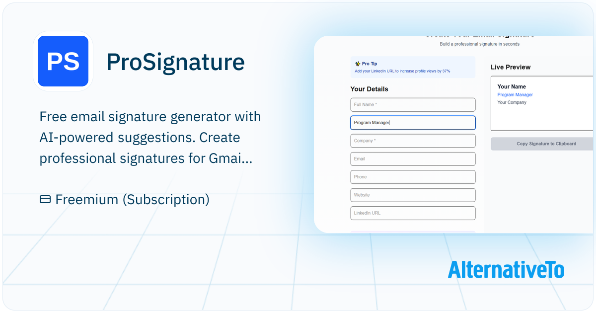 ProSignature: Free email signature generator with AI-powered ...