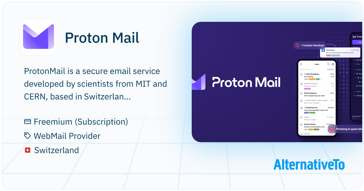 Proton Mail: Secure Swiss email with end-to-end encryption | AlternativeTo
