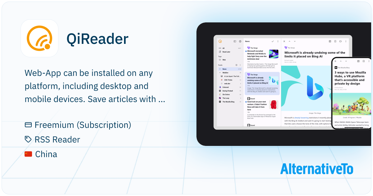 QiReader: A modern web RSS reader | AlternativeTo
