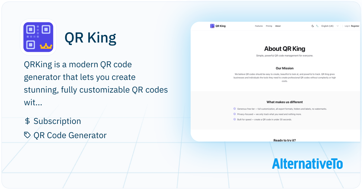 QR King: Design beautiful, trackable QR codes in seconds | AlternativeTo