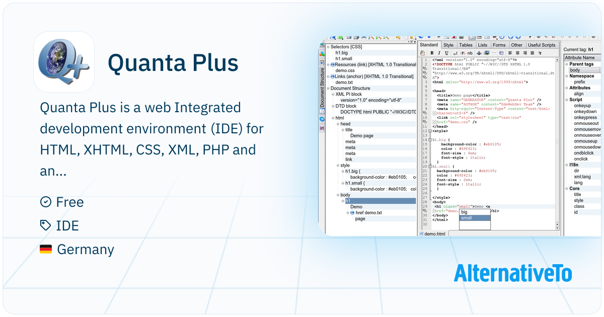 Quanta Plus: Web Integrated development | AlternativeTo