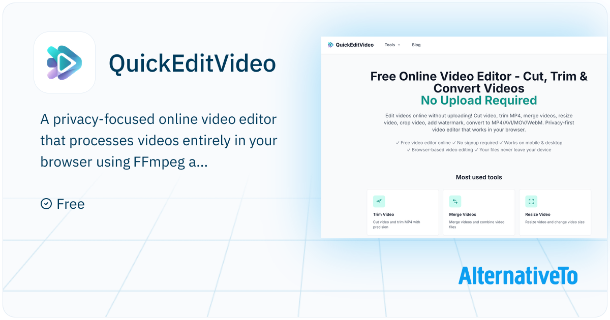 QuickEditVideo: Edit Faster, Ready in Minutes | AlternativeTo