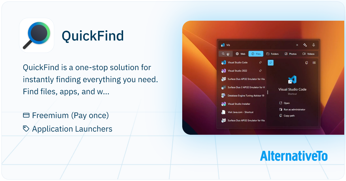 QuickFind: Unified search tool for files, apps, and web | AlternativeTo