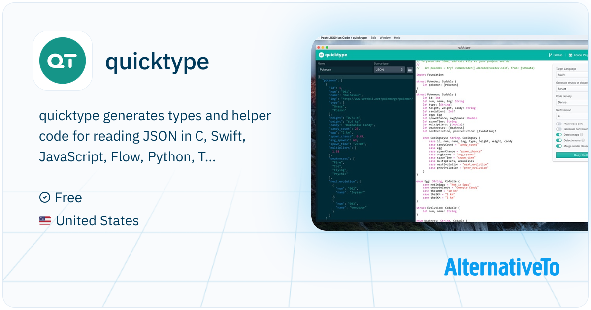 quicktype: Generate types and converters from JSON, Schema, and GraphQL ...