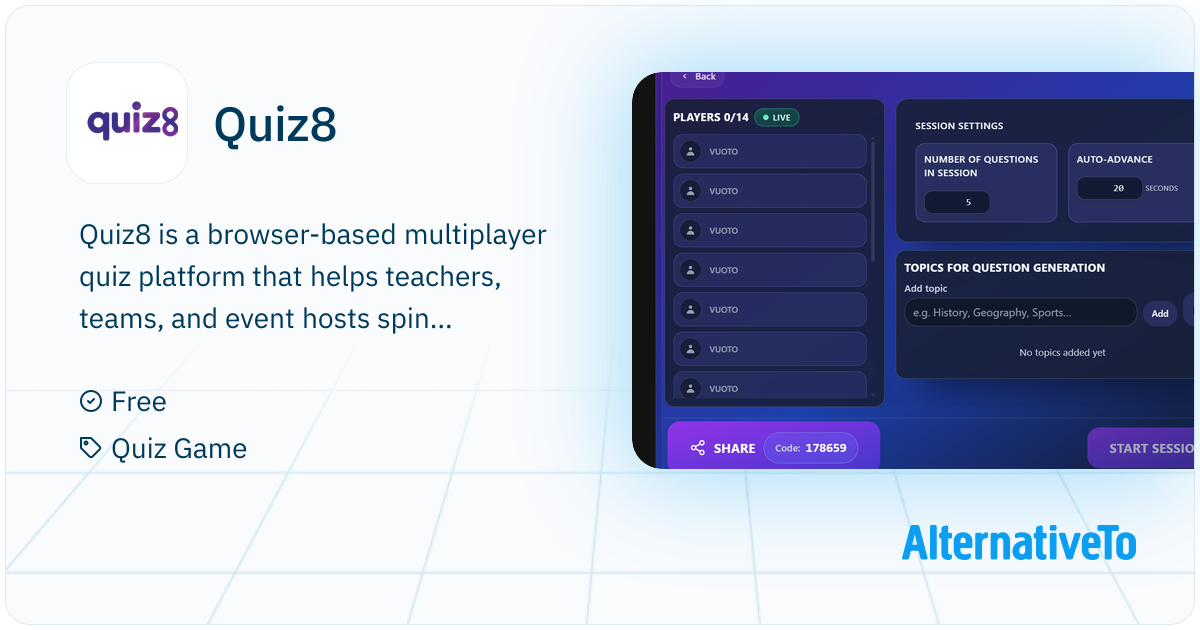Quiz8: Lets you create multiplayer quiz matches with AI-generated ...
