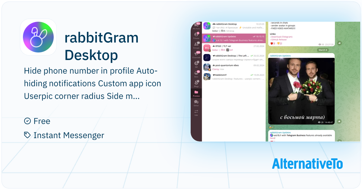 rabbitGram Desktop: Telegram Desktop based messenger with special ...