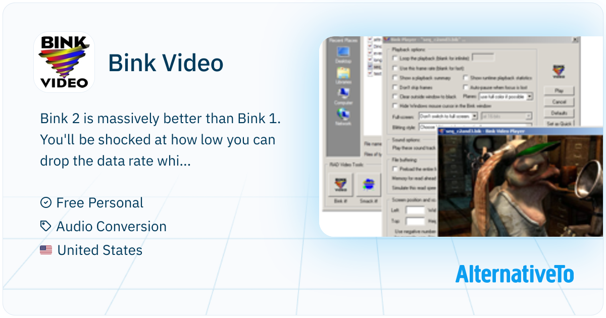 Bink Video: The Video Codec for Games | AlternativeTo