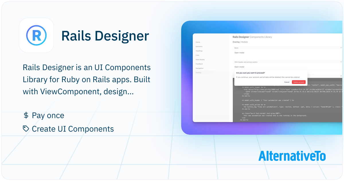 Rails Designer: UI Components Library for Ruby on Rails | AlternativeTo