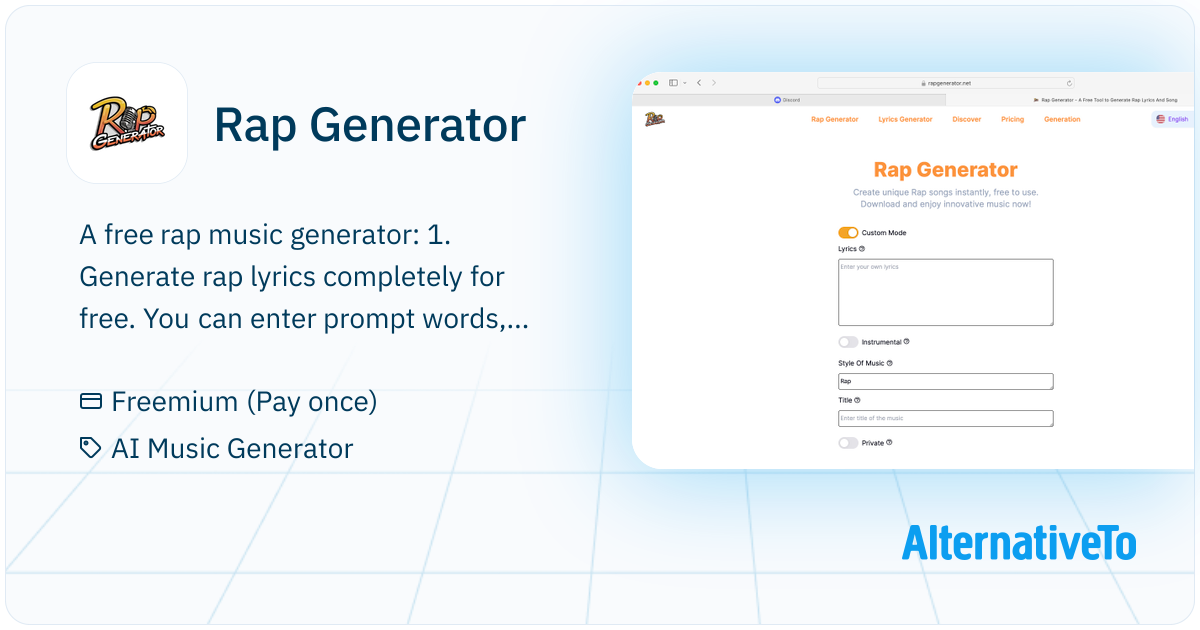 Rap Generator: A Free Tool to Generate Rap Lyrics And Song | AlternativeTo
