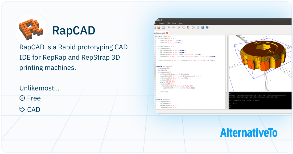 RapCAD: Rapid prototyping CAD IDE for RepRap | AlternativeTo