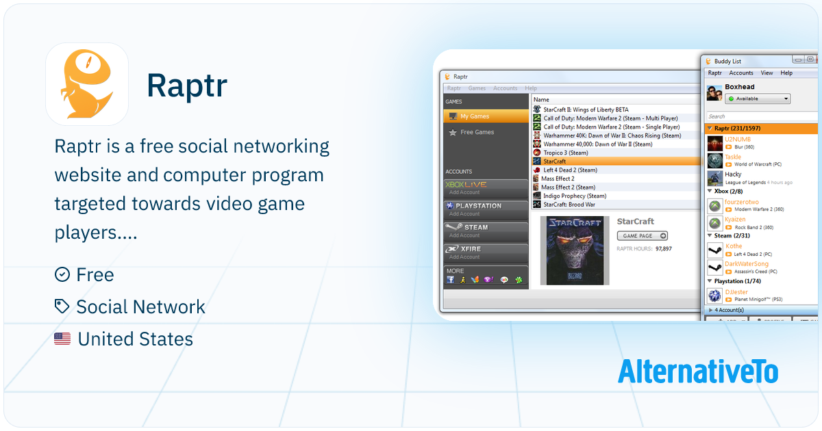 Raptr: Free social networking website and | AlternativeTo