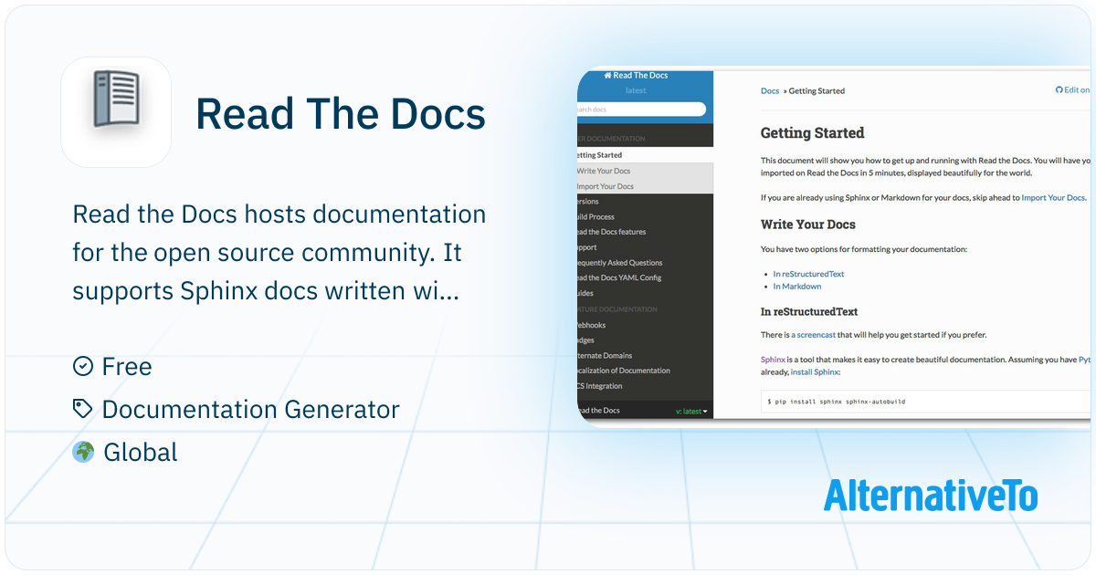 Read The Docs: Create, host, and browse documentation | AlternativeTo