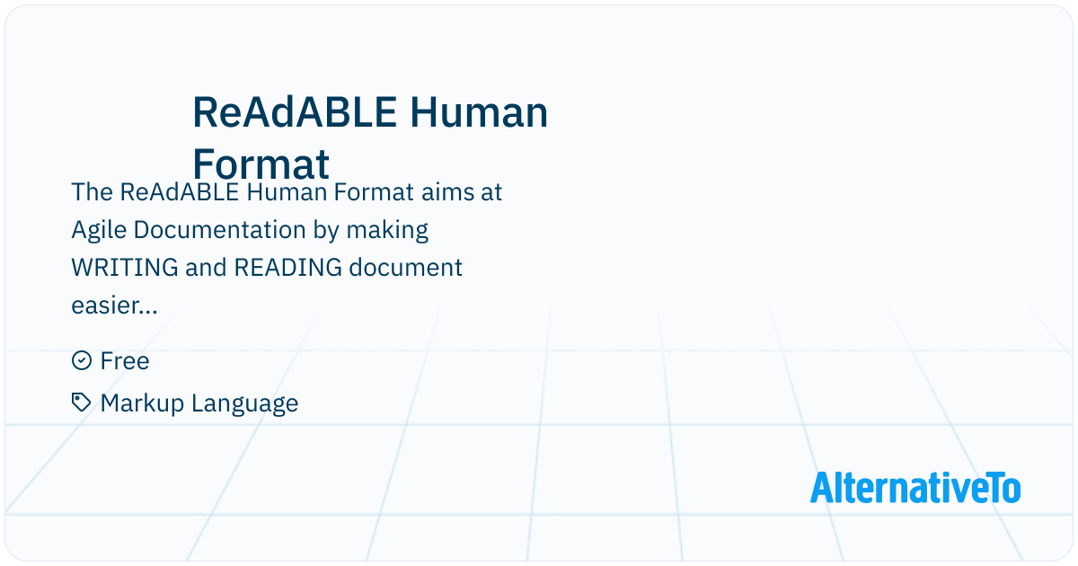 ReAdABLE Human Format: The ReAdABLE Human Format aims at Agile ...