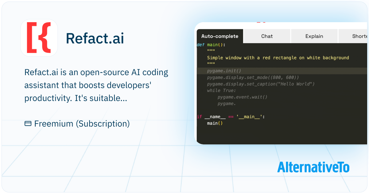 Refact Refact.ai: Open-source AI Coding assistant that boosts your developer’s ...